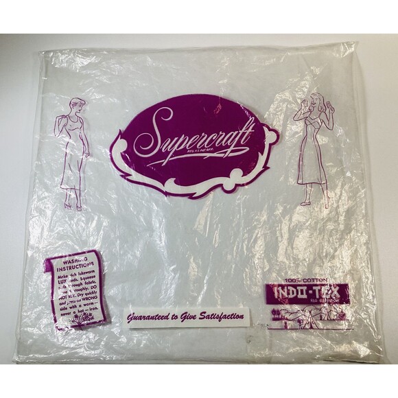 Vintage Ladies Slip Packaging Supercraft 1960s Plastic Bag ONLY 12”X10” - Picture 1 of 3